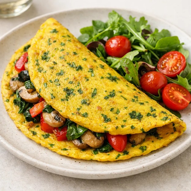 PANQUECA DE GRÃO-DE-BICO COM ERVAS FINAS (OMELETE VEGANA)