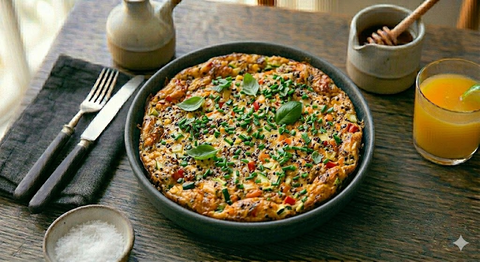 Omelete de Forno com Quinoa e Legumes