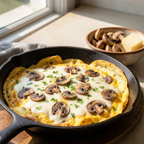 Omelete de Cogumelos e Queijo Branco