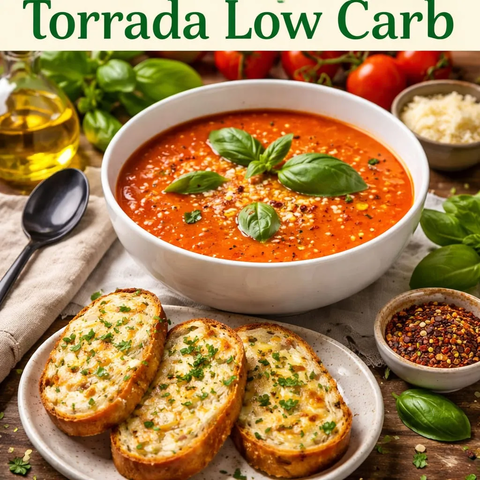 Sopa de Tomate com Manjericão e Torrada Low Carb