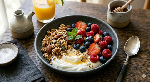 Bowl de Iogurte com Granola e Frutas Vermelhas